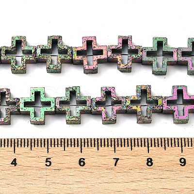 Electroplated Natural Lava Rock Beads Strands G-K388-02B-1