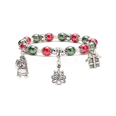 Glass Pearl Beaded Stretch Bracelet BJEW-TA00144-1