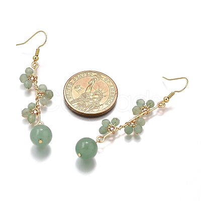 Natural Green Aventurine Earrings Dangle Earrings EJEW-TA00653-03-1