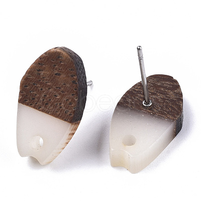 Opaque Resin & Walnut Wood Stud Earring Findings MAK-N032-010A-B04-1