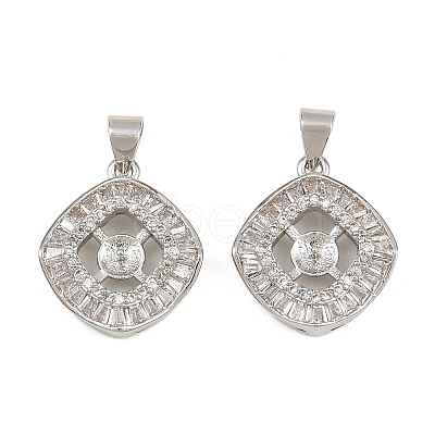Brass Micro Pave Clear Cubic Zirconia Peg Bails Pin Pendants KK-CBA6A75-41P-1