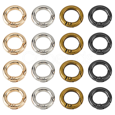 24Pcs 4 Colors Alloy Spring Gate Rings FIND-HS0001-26A-1