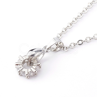 Brass Micro Pave Clear Cubic Zirconia Pendant Necklaces NJEW-JN03341-01-1