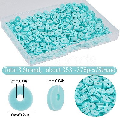 3 Strands Flat Round Handmade Polymer Clay Beads CLAY-SC0001-69E-1