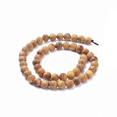 Natural Wood Beads Strands WOOD-F008-05-D-1