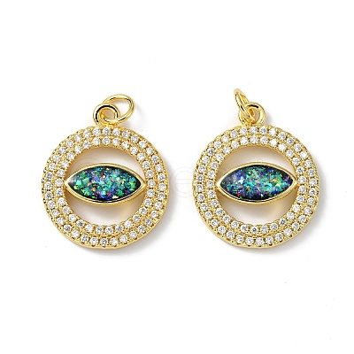 Brass Micro Pave Cubic Zirconia Pendants X-KK-A197-10G-1