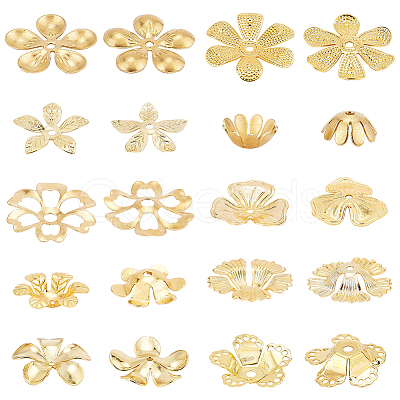 100Pcs 10 Styles Brass Bead Caps for DIY Hair Decoration Accessories KK-PH0005-72-1