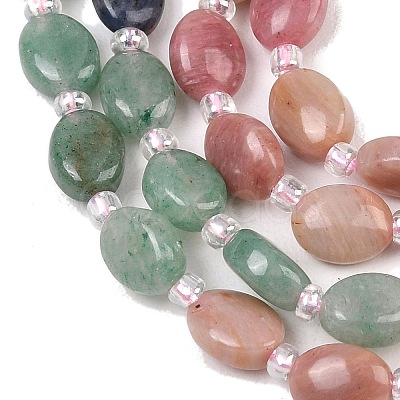 Cherry Quartz Glass & Natural Rhodonite & Sodalite & Green Aventurin & Crazy Agate Beads Strands G-Z135-A12-1