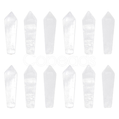 12Pcs Natural Quartz Crystal Pointed Beads G-OC0003-99-1