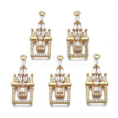 Brass Micro Pave Clear Cubic Zirconia Pendants KK-T063-81G-NF-1