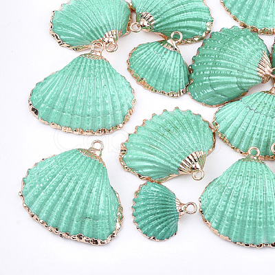 Spray Paint & Electroplate Sea Shell Pendants SSHEL-S262-08D-1