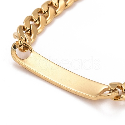 PVD Vacuum Plating 201 Stainless Steel Rectangle Link Bracelet with Curb chains for Men Women STAS-E160-26G-1