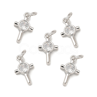 Brass Micro Pave Cubic Zirconia Charms KK-E068-VB239-1