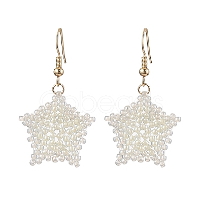 Snowflake Braided Glass Seed Bead Dangle Earrings EJEW-JE05868-1