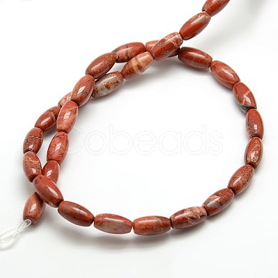 Oval Natural Red Jasper Beads Strands G-P062-04-1