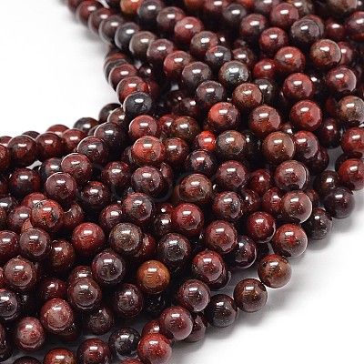 Natural Brecciated Jasper Round Beads Strands G-P075-14-8mm-1