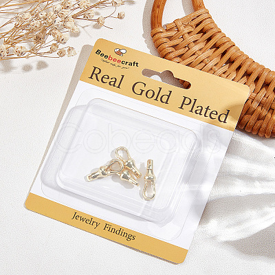 6Pcs Brass Keychain Clasp Findings KK-BBC0018-03-1