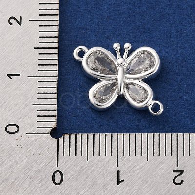 Brass Pave Clear Cubic Zirconia Connector Charms KK-Z066-09S-1