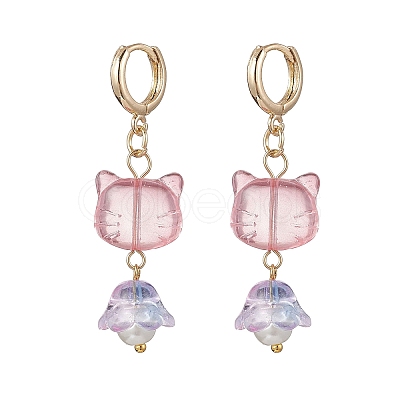 7 Pairs Lampwork Hoop Earrings EJEW-JE06546-1