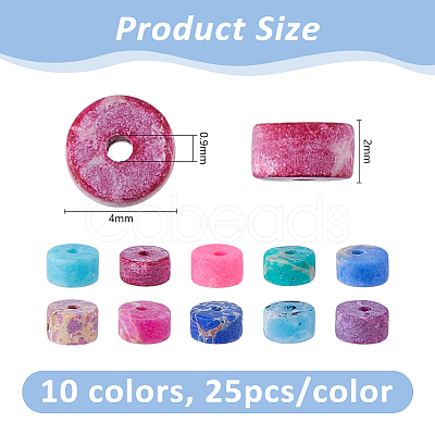 250Pcs 10 Colors Dyed Synthetic Imperial Jasper Beads Sets G-DC0001-61-1