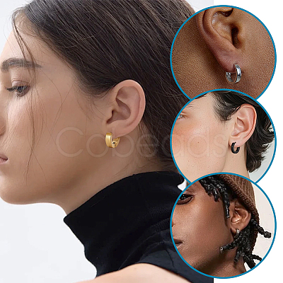 30Pcs 5 Colors 304 Stainless Steel Hoop Earrings EJEW-PH0001-45-1