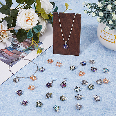 60Pcs Wire Wrapped Electroplate Glass Pendants PALLOY-FH0008-76B-1