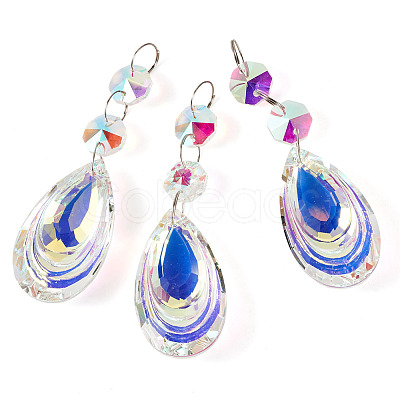 3Pcs Crystal Glass Hanging Sun Catcher AJEW-TADJ0001-08A-1
