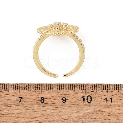 Adjustable Brass Micro Pave Cubic Zirconia Cuff Rings for Women RJEW-B139-07G-01-1