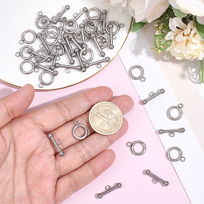 25Pcs 304 Stainless Steel Toggle Clasps STAS-BBC0009-60A-1