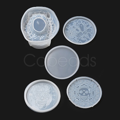 Halloween Theme Silicone Cup Mat Molds DIY-E066-01-1