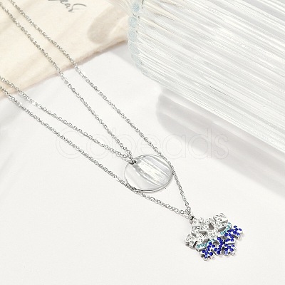 304 Stainless Steel Double Layered Necklaces NJEW-P320-14G-01-1