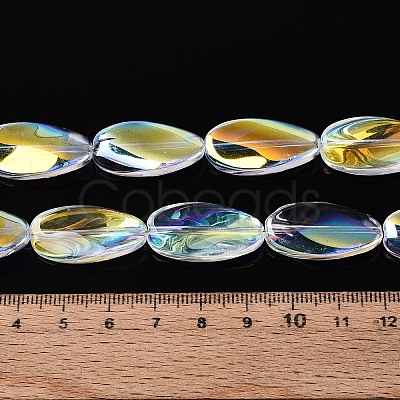 Electroplate Transparent Glass Beads Strands EGLA-N055-02B-1