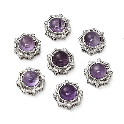 Brass Pave Natural Amethyst Multi-Strand Links KK-D366-01P-F-1