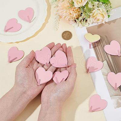 12Pcs Iron Heart-shaped Adhesive Hook AJEW-CN0005-59B-1