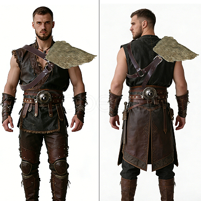 1Pc Medieval Faux Fur Single Shoulder Armor AJEW-CL0004-81-1