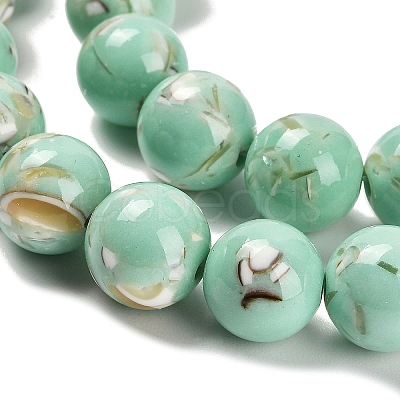 Assembled Synthetic Stone and Trochus Shell Beads Strands G-B128-08D-02-1