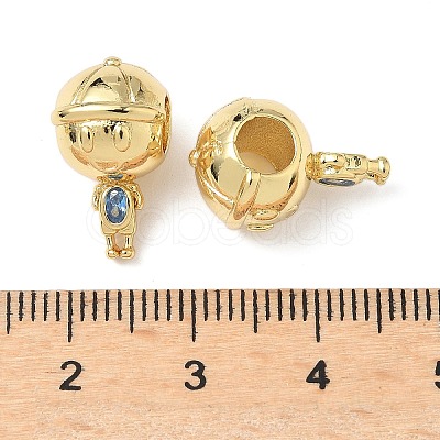 Boy Brass Cubic Zirconia European Beads KK-Q068-21B-G-1