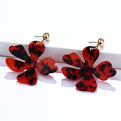 Alloy & Acrylic Dangle Stud Earrings FS-WG0D14E-07-1