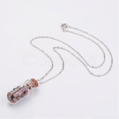 Glass Bottle Pendant Necklaces NJEW-JN01697-1