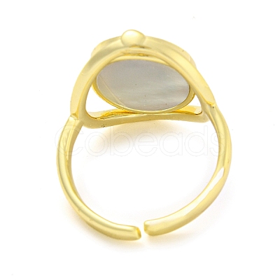 Natural Paua Shell Oval Open Cuff Ring RJEW-H220-05G-1