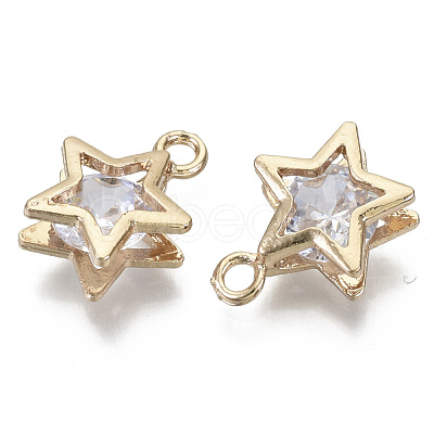 Brass Micro Cubic Zirconia Charms KK-N235-034A-1