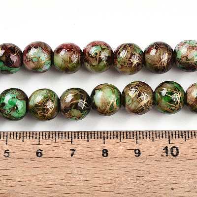 Baking Paint Glass Beads Strands DGLA-N003-10mm-B07-1