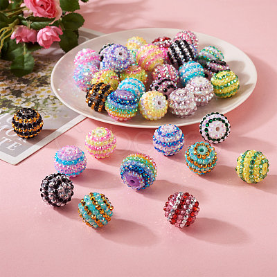 38Pcs 19 Colors Resin Rhinestone Beads Sets RESI-TA0001-81-1