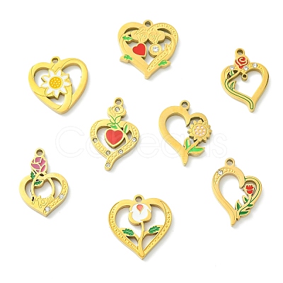 8Pcs 8 Styles 304 Stainless Steel Pendants STAS-CJ0003-44-1