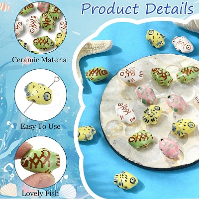 20Pcs 4 Colors Handmade Porcelain Beads PORC-YW0001-23-1