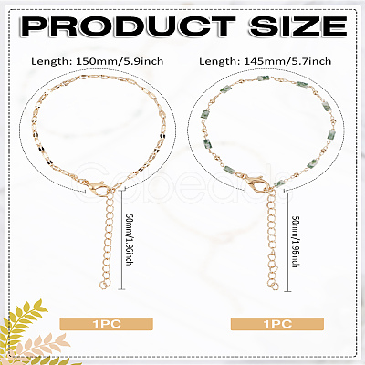 1 Set Natural Lapis Lazuli Beads Bracelet & Dapped Chains Bracelet Set for Women BJEW-LP0004-06A-1