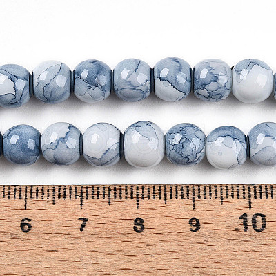 Baking Paint Glass Beads Strands DGLA-N003-8mm-C07-1