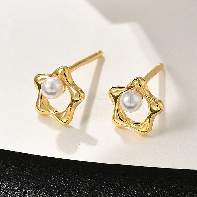 925 Sterling Silver Stud Earrings EJEW-D317-01G-1