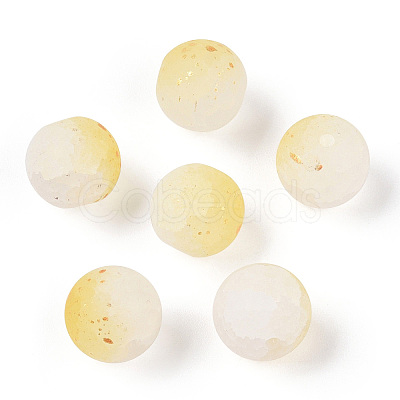 Frosted Baking Paint Crackle Glass Beads with Glitter Powder X1-DGLA-T004-6mm-01I-1