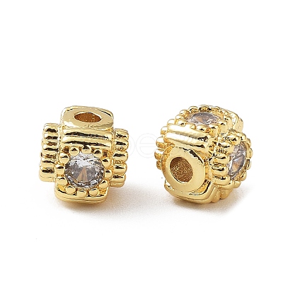 Brass Micro Pave Cubic Zirconia Beads KK-A189-15G-1
